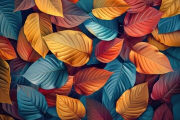 Wall Mural - Autumn Colorful Fall Leaves Seamless Background
