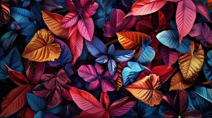 Wall Mural - Colorful Autumn Leaves Seamless Pattern Background