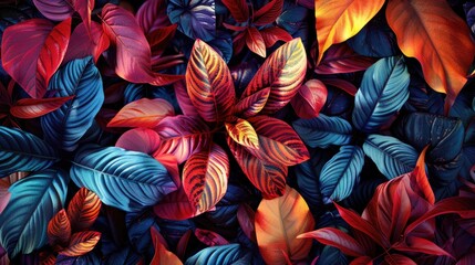 Wall Mural - Colorful Autumn Leaves Seamless Pattern Background
