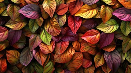 Wall Mural - Colorful Autumn Leaves Seamless Pattern Background