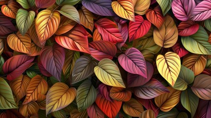 Wall Mural - Colorful Autumn Leaves Seamless Pattern Background
