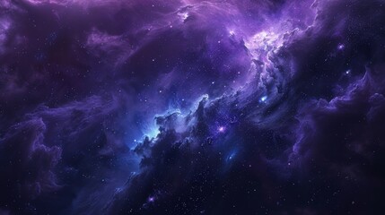 Wall Mural - A deep purple sky with many stars and clouds