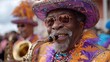 Mardi Gras in New Orleans: Colorful snapshots of the flamboyant costumes, masked revelers, brass bands, and bead-throwing parades during Mardi Gras festivities in New Orleans, Louisiana, capturing the