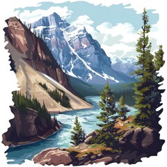 Canvas Print - A mountain range with a river running through it