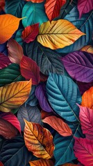 Wall Mural - Autumn Colorful Fall Leaves Seamless Background