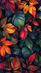 Wall Mural - Autumn Colorful Fall Leaves Seamless Background