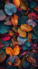 Wall Mural - Autumn Colorful Fall Leaves Seamless Background