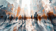 © Katerina Bond - Banner, blurry crowd silhouettes. Defocused people walking along a city street. Motion blur image.