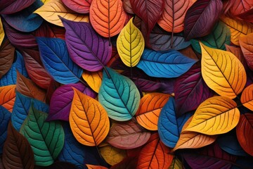Wall Mural - Autumn Colorful Fall Leaves Seamless Background