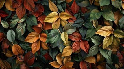 Wall Mural - Colorful Autumn Leaves Seamless Pattern Background