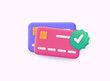 3D credit card money financial security for online shopping, online payment credit card  3D Vector Illustrations.