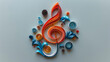 Musical treble clef made of paper in quilling style.