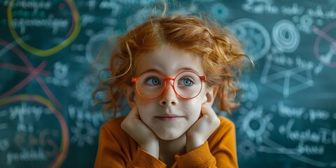 Wall Mural - inquisitive kid genius contemplating solutions in collaborative think tank session