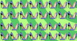 Image of blue high heeled shoes repeated and moving over radial green striped background