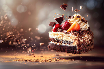 Poster - A decorated cake with chocolate, likely for a eat