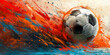 A painting of a soccer ball floating on water, creating a unique and unexpected scene banner