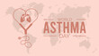 World Asthma Day observed every year in May. Template for background, banner, card, poster with text inscription.