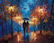 Oil paint Romantic couple Wall Art Generated by AI