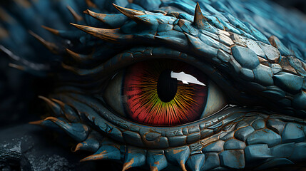 Wall Mural - Eye of the dragon. 3d rendering. Computer digital drawing.