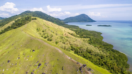 Wall Mural - Beautiful nature view at Sirongol Hill, Timbun Mata island, Semporna Sabah, Malaysia. Aerial view