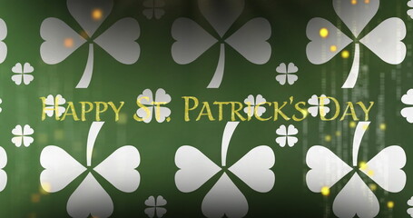 Poster - Image of st patrick's day text, shamrock on green background