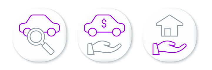 Poster - Set line Realtor, Car sharing and rental icon. Vector