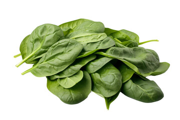 Wall Mural - A Verdant Cascade: Lush Spinach Leaves Piled High. On a White or Clear Surface PNG Transparent Background.