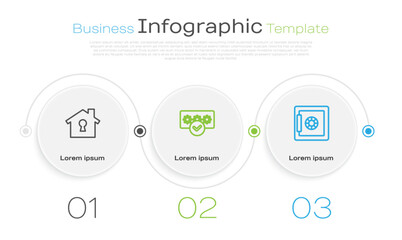 Poster - Set line House under protection, Password and Safe. Business infographic template. Vector