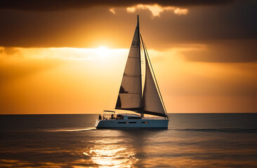 Wall Mural - yacht at sunset