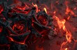 燃ゆる愛の証：炎に包まれた薔薇,A testament to love that burns: a rose in flames.Generative AI