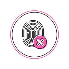 Wall Mural - Filled outline Cancelled fingerprint icon isolated on white background. Access denied for user concept. Error, fraud. Identification sign. Touch id. Vector