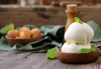 Wall Mural - mozzarella cheese for salad with tomatoes and basil