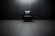 Modern black chair in a black room.黒の部屋にモダンな黒い椅子。Generative Ai