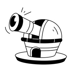 Poster - A well-designed doodle icon of an observatory building 