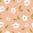 Summer seamless pattern with flowers and leaves. Suitable for printing on fabric and wrapping paper.