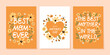 Set of Mother's Day cards. With congratulations and flowers.