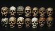 eerie collection of human skulls isolated on black morbid and dark still life highquality cutout