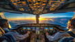 Flight crew of a commercial airliner, sunset