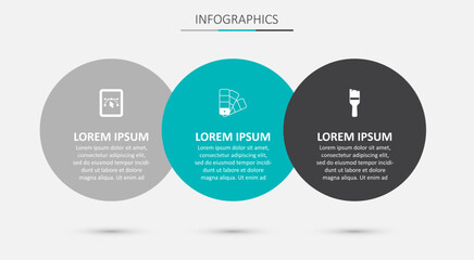 Set Color palette guide, Computer with design program and Paint brush. Business infographic template. Vector