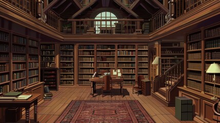 Wall Mural - Library empty indoor scenario