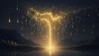 © aoao - a scenario where the night sky with lighting golden rain