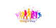 © New concept & ideas - Vector illustration of Dance Day Theme. International Dance Day text with young youth boy girl children kids dance background.