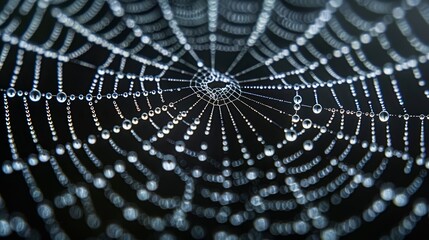 Textures and Patterns: A photo macro close-up of raindrops on a spider web