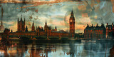 Fototapeta Big Ben - Houses of Parliament and Big Ben London England UK illustration.
