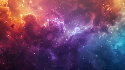 Wall Mural - vibrant cosmic nebula in spectrum colors with sparkling stars