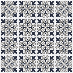 Wall Mural - Traditional decorative color  portuguese seamless vector pattern. The tile is azulejo. Geometric patterns and backgrounds for your design. Vector illustration.