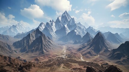 Wall Mural - mountains and ocean copy space 3D UHD Wallpaper