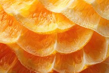 Bright Orange Peel Texture. Close-Up Detail Of Antioxidant-Rich Citrus Peel Background Ideal For Breakfast Or Diet Fiber-Favoring Eating Plans