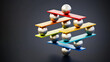 © Destina - Metal spheres and boards staying in balance. 3D illustration