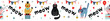 Vector seamless horizontal border with funny cats . Can be used for wallpaper, pattern fills, web page background,textile, postcards.